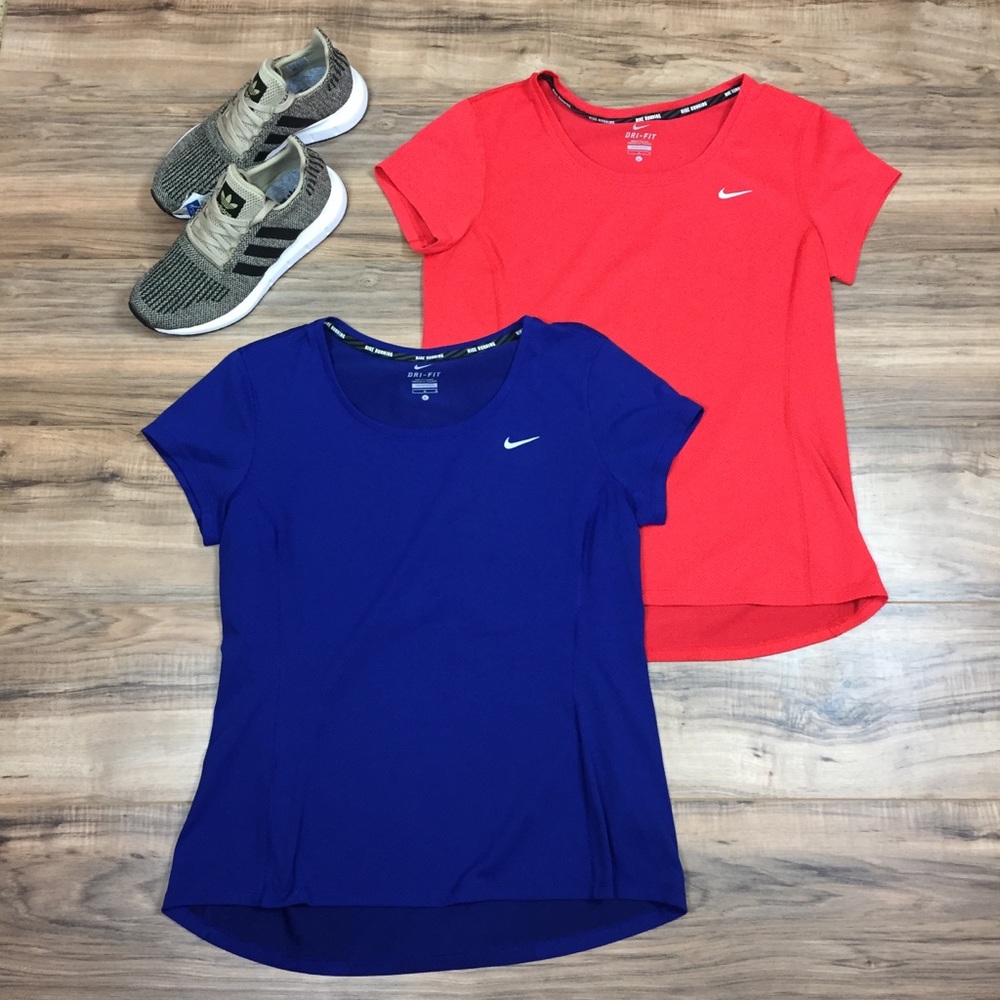 Nike Women's Red and Blue Long Sleeve Tees